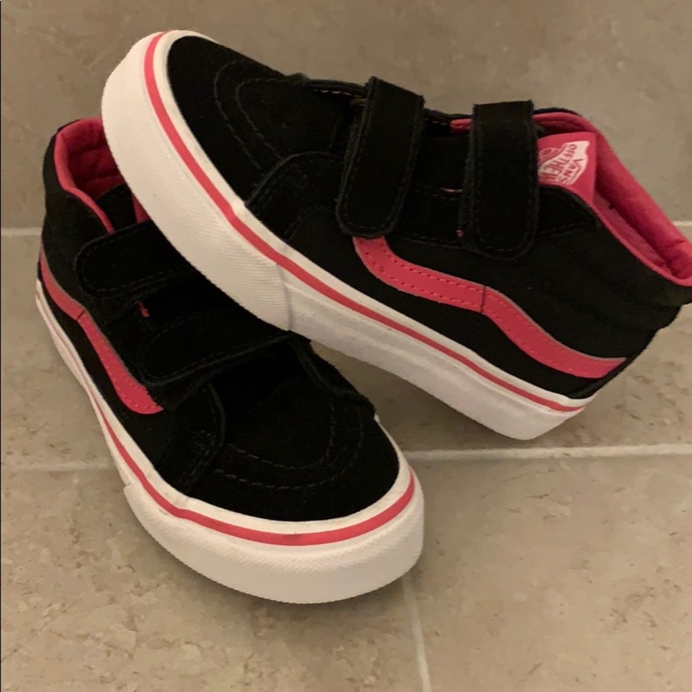 VANS Black and Pink Girls High Top Sneakers